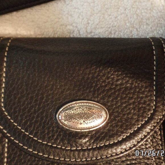 Brighton Black Leather and Suede Handbag Very Nice Condition Burgundy Interior - Picture 16 of 16